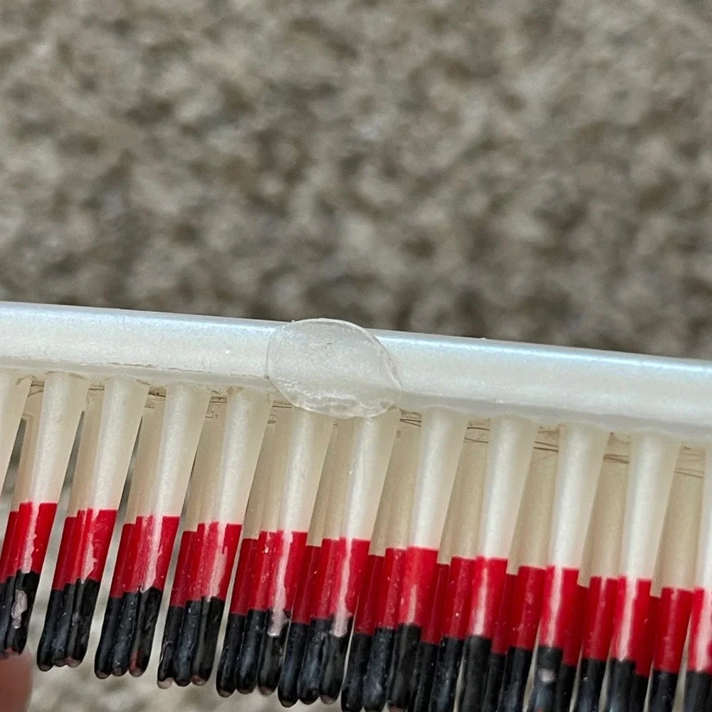 Vtg Unbreakable Volume Comb color Dipped‎ Wide tooth 90s white red detangler